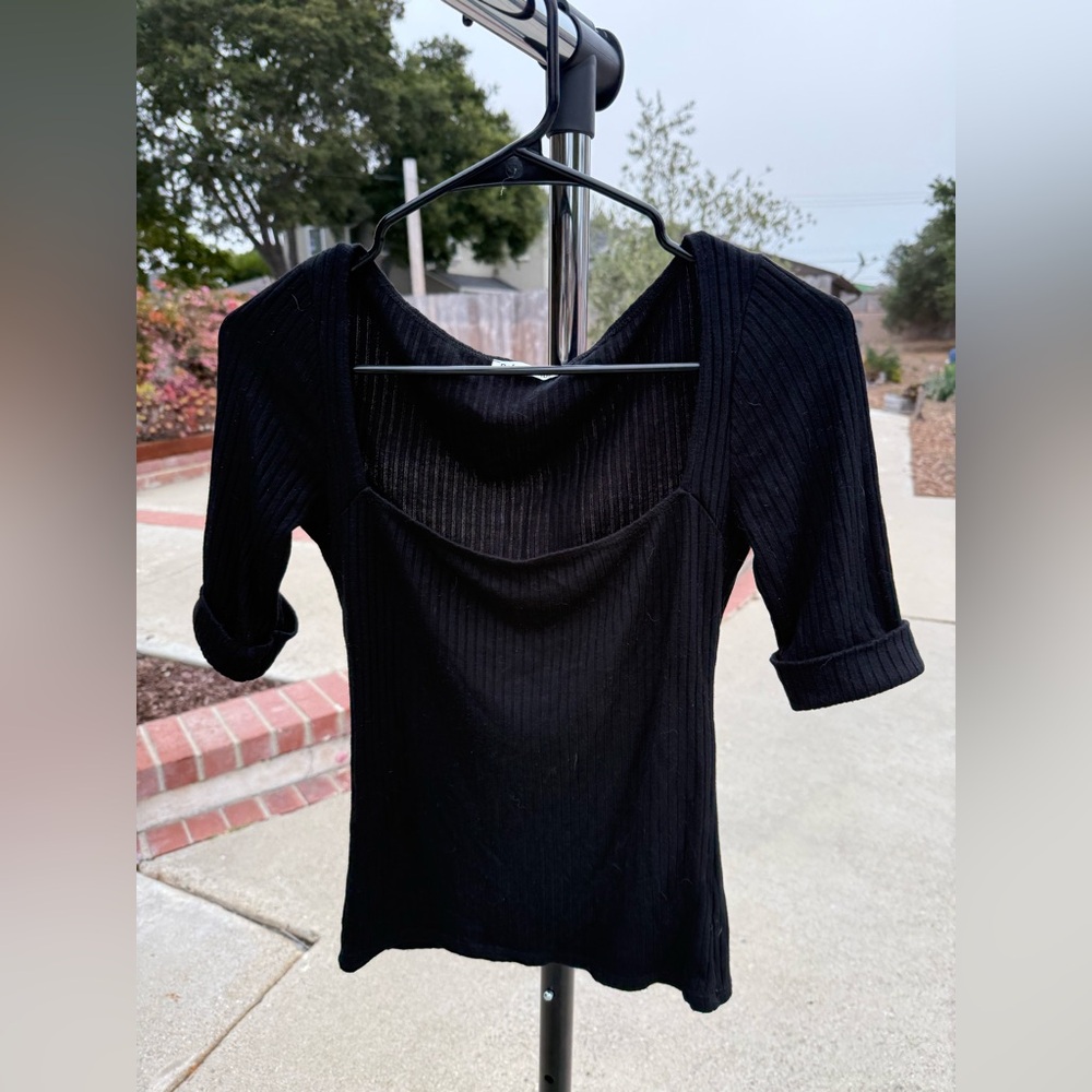 Square neck ribbed Reformation half sleeve top